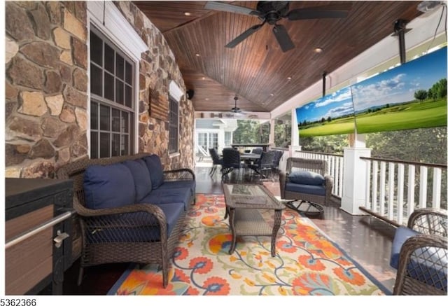 1417 Long Hill Rd, Long Hill Twp, NJ 07946 - view of patio / terrace with ceiling fan, an outdoor hangout area, and outdoor dining area