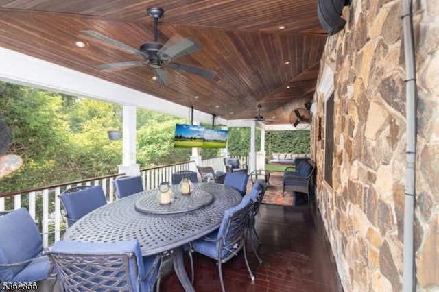 1417 Long Hill Rd, Long Hill Twp, NJ 07946 - view of patio / terrace with ceiling fan and outdoor dining space