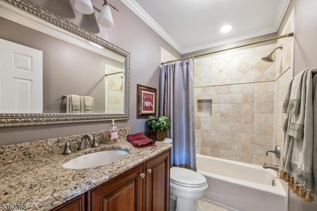 16 Olde York Rd, Randolph Twp, NJ 07869 - bathroom featuring vanity, shower / bath combo with shower curtain, and crown molding