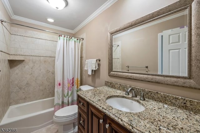 16 Olde York Rd, Randolph Twp, NJ 07869 - full bath with vanity, shower / bath combination with curtain, and crown molding
