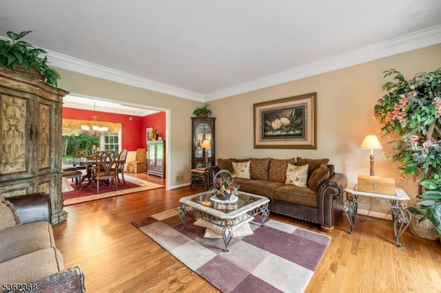 16 Olde York Rd, Randolph Twp, NJ 07869 - living area featuring a chandelier, wood finished floors, and crown molding