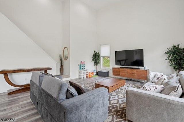7 Cranberry Ct, North Haledon Boro, NJ 07508 - living room featuring a towering ceiling and wood finished floors