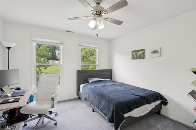 7 Cranberry Ct, North Haledon Boro, NJ 07508 - bedroom with light colored carpet, ceiling fan, baseboards, and an office area