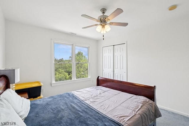 7 Cranberry Ct, North Haledon Boro, NJ 07508 - bedroom featuring carpet flooring, a closet, ceiling fan, and baseboards