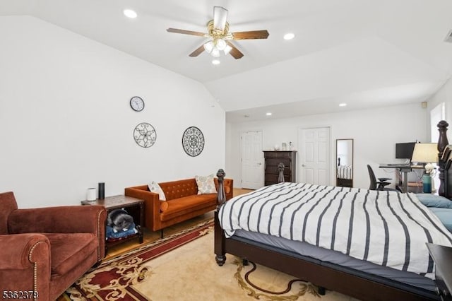 7 Cranberry Ct, North Haledon Boro, NJ 07508 - bedroom with lofted ceiling, recessed lighting, and a ceiling fan
