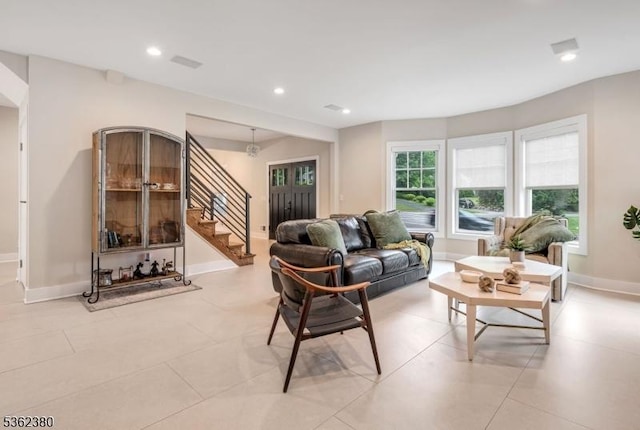 334 Durie Ave, Closter Boro, NJ 07624 - living area featuring stairs, recessed lighting, and baseboards