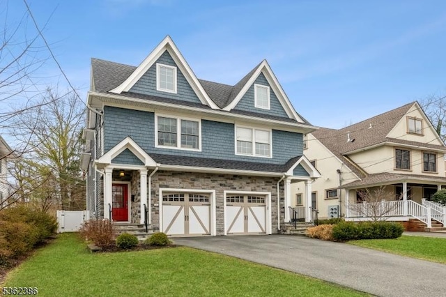 24 Gates Ave Unit A, Summit City, NJ 07901 - view of front of property with driveway, a garage, and stone siding