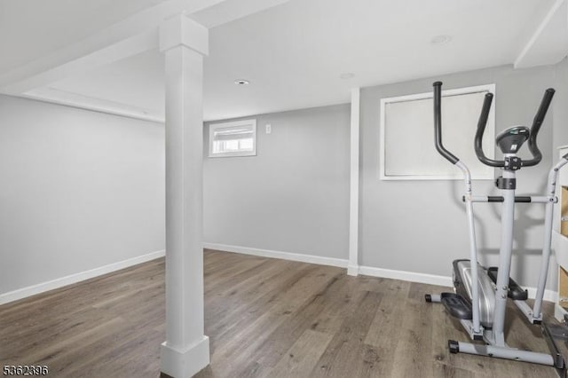 23 Foundry St, Newark City, NJ 07105 - workout area with wood finished floors and baseboards