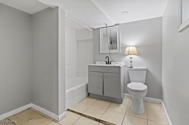 23 Foundry St, Newark City, NJ 07105 - bathroom featuring vanity, toilet, tile patterned floors, shower / bathtub combination, and baseboards