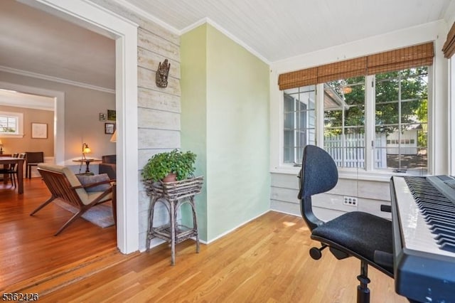534 Summit Ave, Maplewood Twp, NJ 07040 - office with ornamental molding, wood finished floors, healthy amount of natural light, and baseboards