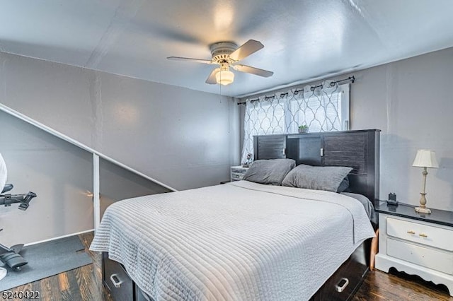 315 Green St, Boonton Town, NJ 07005 - bedroom with dark wood finished floors and a ceiling fan