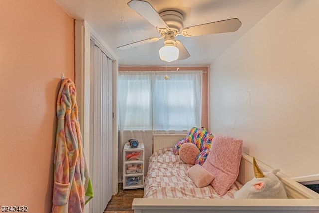 315 Green St, Boonton Town, NJ 07005 - bedroom with wood finished floors and a ceiling fan