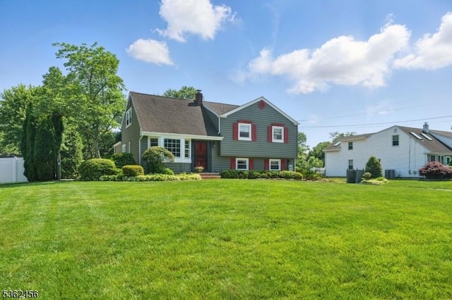 7 Claudia Rd, Hillsborough Twp, NJ 08844 - tri-level home with a chimney and cooling unit