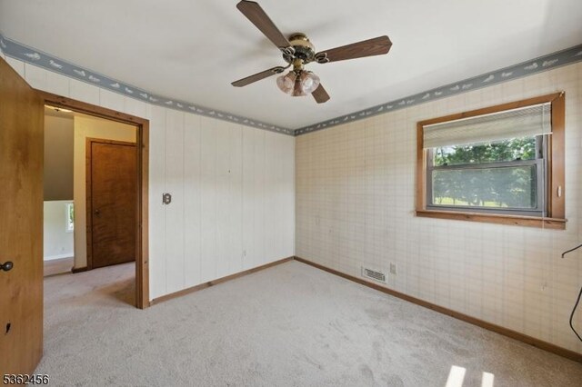 7 Claudia Rd, Hillsborough Twp, NJ 08844 - unfurnished room with carpet, baseboards, ceiling fan, and wallpapered walls