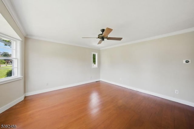 7 Claudia Rd, Hillsborough Twp, NJ 08844 - spare room with wood finished floors, a ceiling fan, baseboards, and crown molding