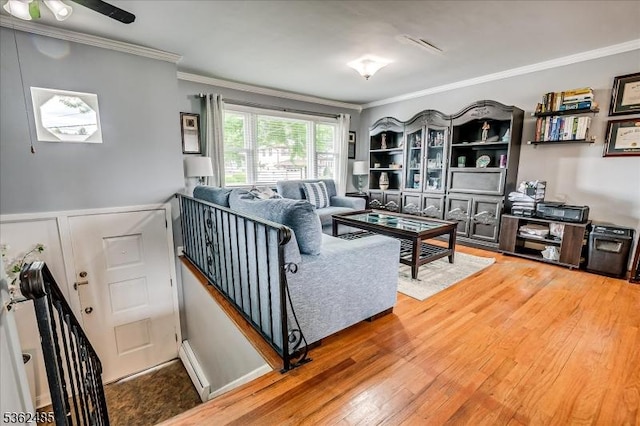 2145 Keller Crk, Union Twp, NJ 07083 - living room with ornamental molding and light wood-style floors