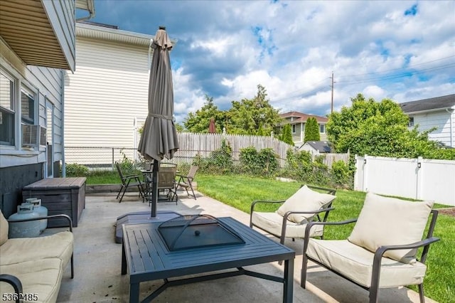 2145 Keller Crk, Union Twp, NJ 07083 - view of patio featuring an outdoor living space with a fire pit and outdoor dining area