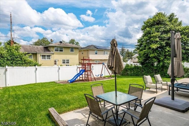 2145 Keller Crk, Union Twp, NJ 07083 - view of patio with a playground and outdoor dining area