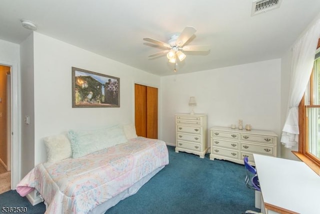 9 Ridge Rd, Roxbury Twp, NJ 07876 - carpeted bedroom featuring a closet and ceiling fan