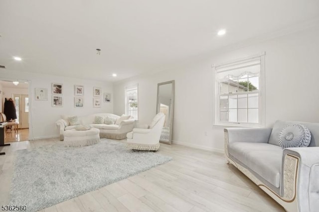 59 Guy St, Dover Town, NJ 07801 - living room with plenty of natural light, recessed lighting, light wood finished floors, and baseboards