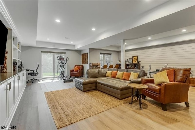 302 Tiffany Way Unit 302, Watchung Boro, NJ 07069 - living room with a tray ceiling, light wood finished floors, plenty of natural light, and recessed lighting