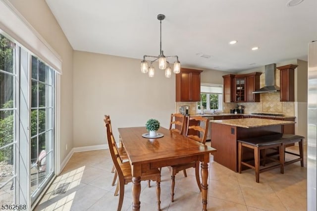 202 Old Sand Rd, Fairfield Twp, NJ 07004 - dining room featuring light tile patterned flooring, baseboards, and recessed lighting