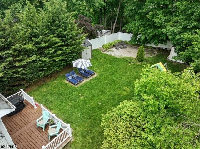 547 Logan Dr, Roxbury Twp, NJ 07850 - view of yard with a wooden deck