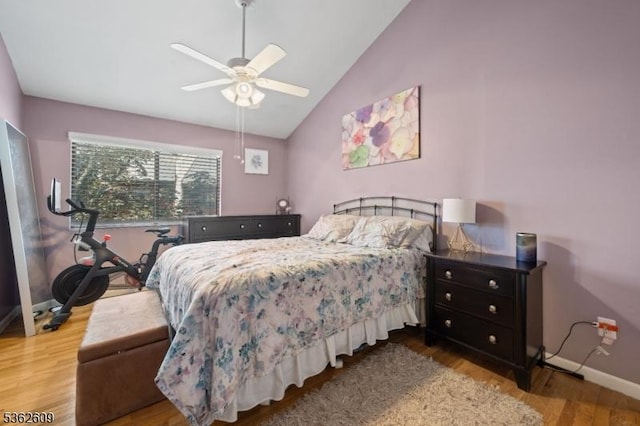 105 River Rd Unit A-3, Nutley Twp, NJ 07110 - bedroom featuring lofted ceiling, wood finished floors, baseboards, and ceiling fan