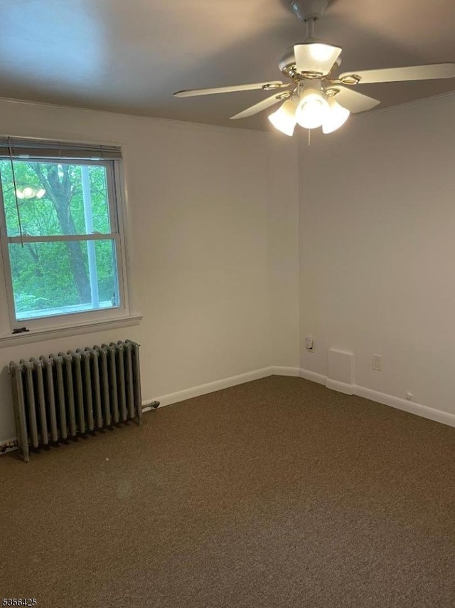 297 Terhune Dr, Wayne Twp, NJ 07470 - unfurnished room with radiator, ceiling fan, and carpet flooring