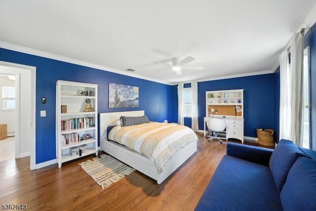 80 Rose St, Wood-Ridge Boro, NJ 07075 - bedroom with crown molding, wood finished floors, a ceiling fan, and a desk