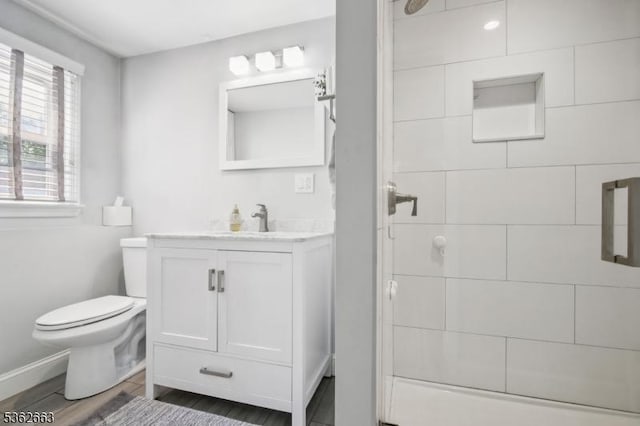 22 Corwin St, Randolph Twp, NJ 07869 - bathroom featuring vanity, a shower, toilet, and baseboards