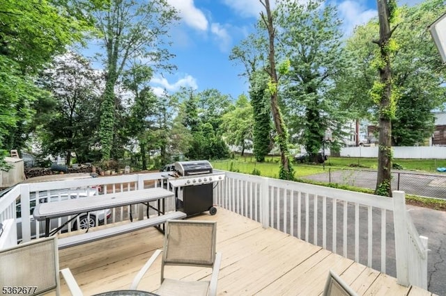 146 Williamson Ave, Hillside Twp, NJ 07205 - deck with a grill and view of wooded area
