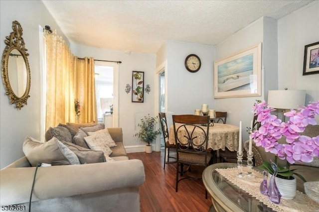 141 Berckman St, Plainfield City, NJ 07062 - living area with dark wood-type flooring, baseboards, and a textured ceiling