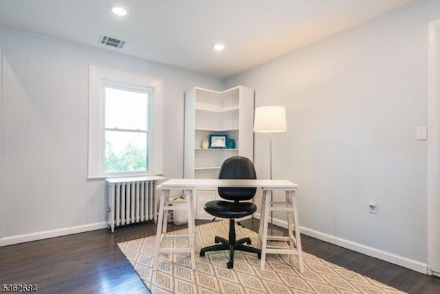44 Lincoln Ave, Livingston Twp, NJ 07039 - office area with radiator heating unit, wood finished floors, baseboards, and recessed lighting