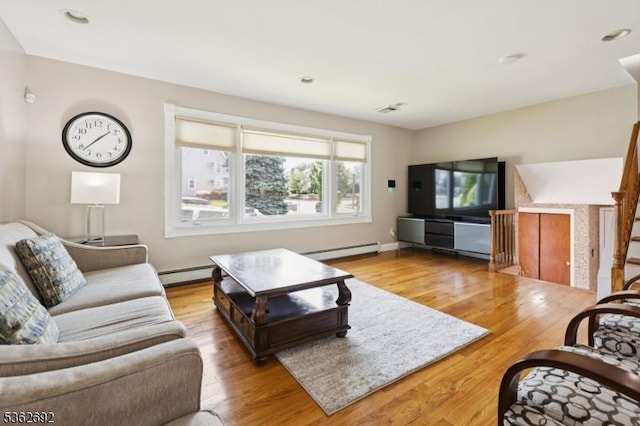 1589 Julian Ter, Union Twp, NJ 07083 - living area with a baseboard heating unit and wood finished floors