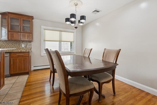 1589 Julian Ter, Union Twp, NJ 07083 - dining room with a chandelier, baseboard heating, and light wood finished floors