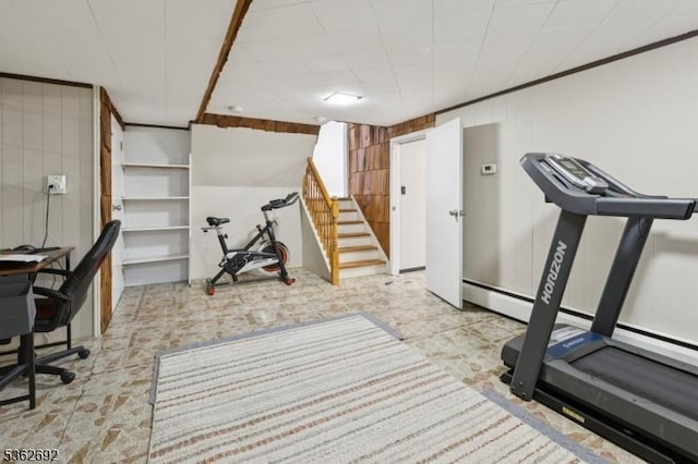 1589 Julian Ter, Union Twp, NJ 07083 - exercise room featuring wood walls