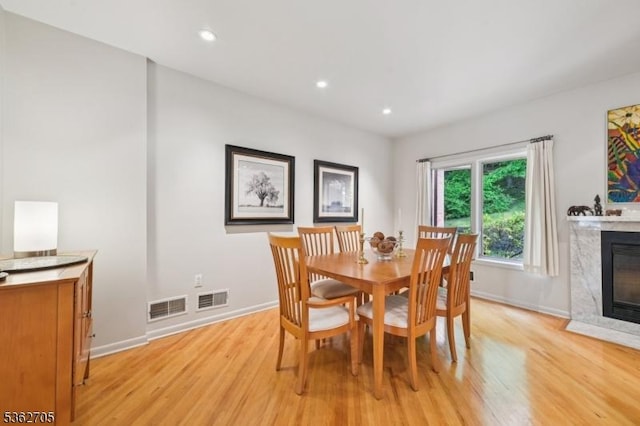 30 Andrea Dr Unit 30, North Caldwell Boro, NJ 07006 - dining space featuring light wood-type flooring, baseboards, a premium fireplace, and recessed lighting