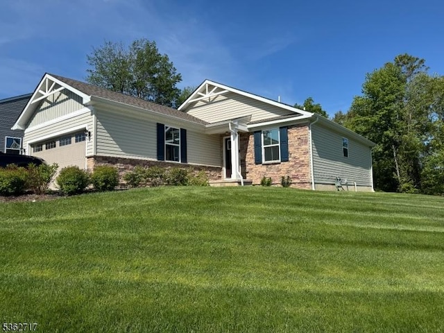 49 Coventry Rd, Hardyston Twp, NJ 07419 - craftsman inspired home with a garage, brick siding, and a front yard