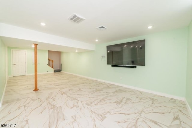 49 Coventry Rd, Hardyston Twp, NJ 07419 - finished below grade area with recessed lighting, marble finish flooring, and baseboards