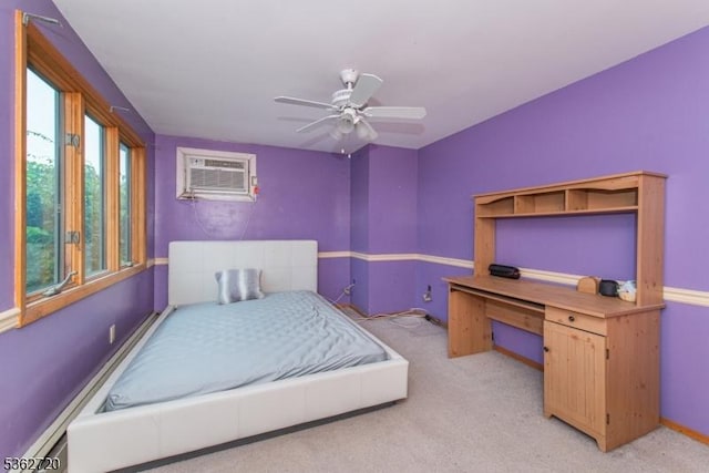 17 Barnida Dr, East Hanover Twp, NJ 07936 - bedroom featuring light carpet, an AC wall unit, and a ceiling fan