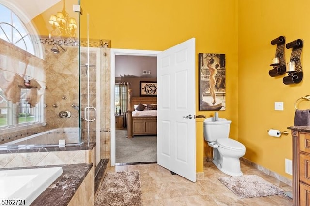 2 Skyview Dr, Sparta Twp, NJ 07871 - ensuite bathroom with a bath, a shower stall, healthy amount of natural light, and toilet