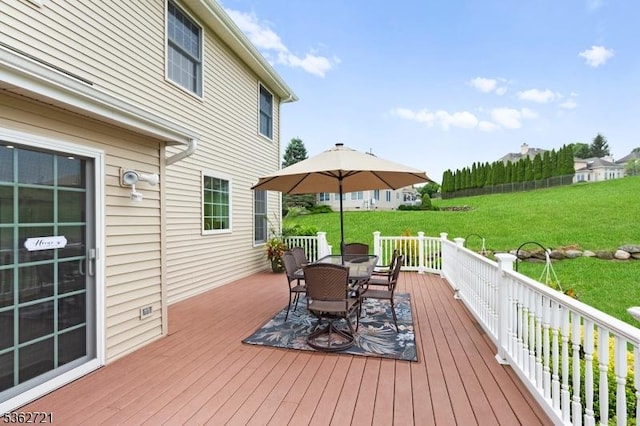 2 Skyview Dr, Sparta Twp, NJ 07871 - wooden terrace featuring outdoor dining space and a yard