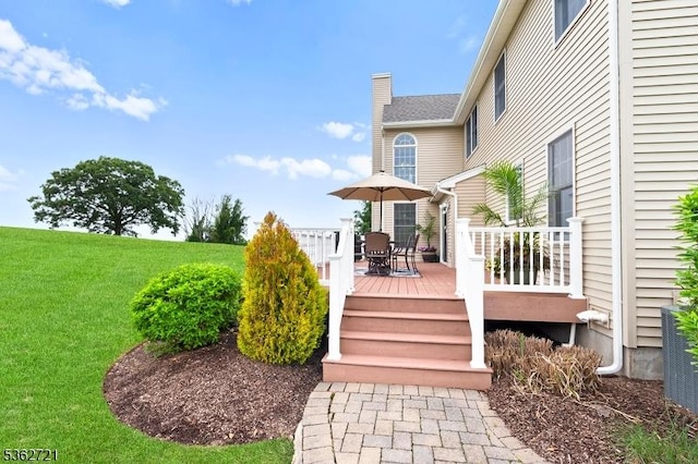 2 Skyview Dr, Sparta Twp, NJ 07871 - wooden terrace with a lawn and outdoor dining space