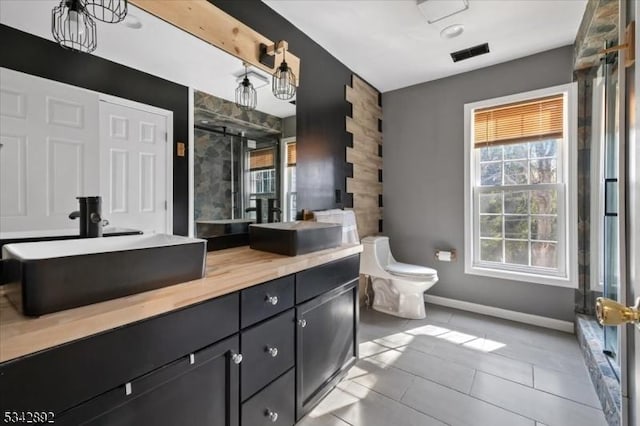 522 Stanhope Rd, Byram Twp, NJ 07871 - full bathroom featuring vanity, a stall shower, and tile patterned flooring