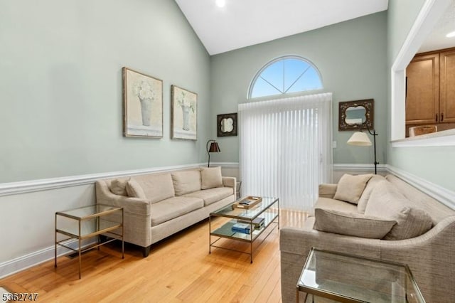 3607 Park Pl, Springfield Twp, NJ 07081 - living area featuring high vaulted ceiling and light wood-style flooring