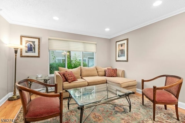3607 Park Pl, Springfield Twp, NJ 07081 - living area featuring ornamental molding, light wood-type flooring, and recessed lighting