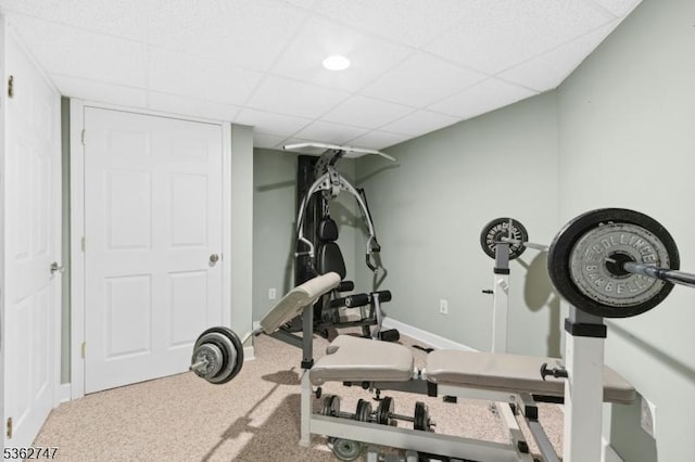3607 Park Pl, Springfield Twp, NJ 07081 - workout room featuring baseboards and a paneled ceiling