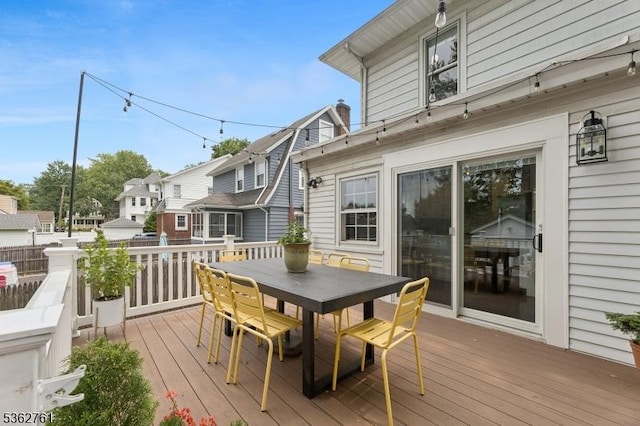 30 Hillcrest Ter, Verona Twp, NJ 07044 - wooden deck featuring outdoor dining area and a residential view