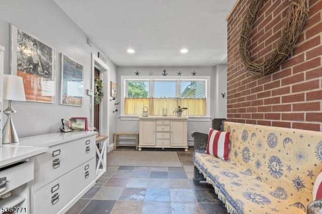 41 College Rd, Netcong Boro, NJ 07857 - living area with recessed lighting and dark stone finish floors